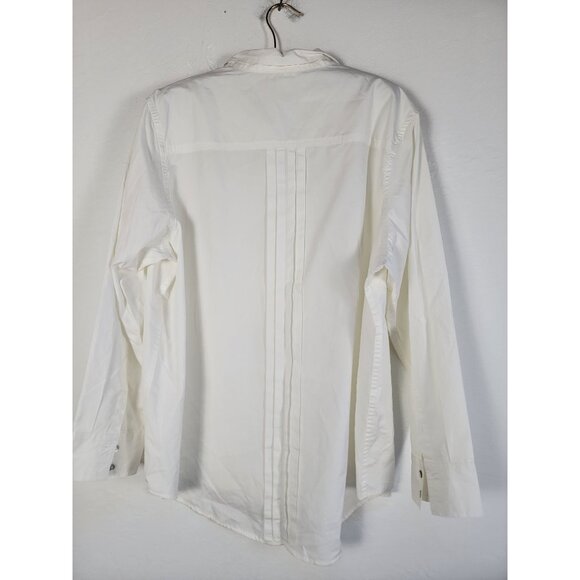 Sundance Womens White Button-Up Pleated Front Shirt XXL 100% Cotton Classic Fit - Picture 2 of 7